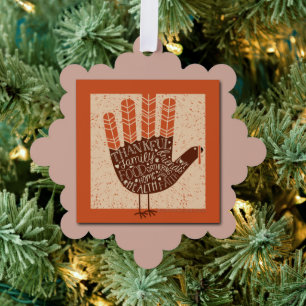 SlipperyJoe's Thanksgiving playful turkey illustra Ornament Card