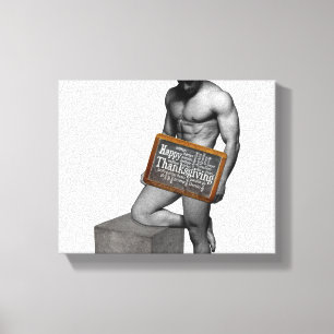 SlipperyJoe's Thanksgiving tradition muscular male Canvas Print