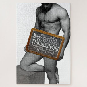 SlipperyJoe's Thanksgiving tradition muscular male Jigsaw Puzzle