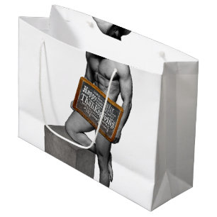 SlipperyJoe's Thanksgiving tradition muscular male Large Gift Bag