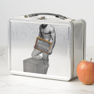 SlipperyJoe's Thanksgiving tradition muscular male Metal Lunch Box