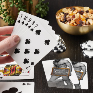 SlipperyJoe's Thanksgiving tradition muscular male Playing Cards