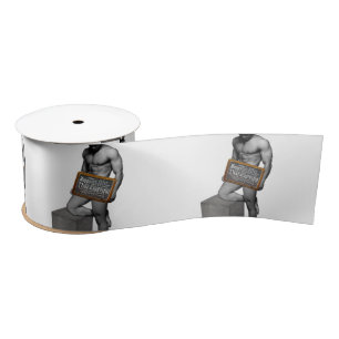 SlipperyJoe's Thanksgiving tradition muscular male Satin Ribbon