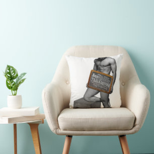 SlipperyJoe's Thanksgiving tradition muscular male Throw Pillow