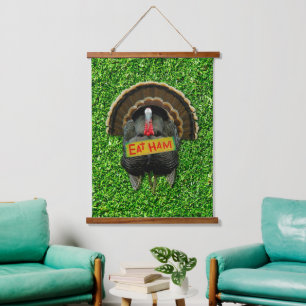 SlipperyJoe's Thanksgiving turkey grass eat ham co Hanging Tapestry