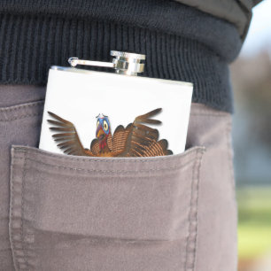 SlipperyJoe's Thanksgiving turkey wings colourful Hip Flask