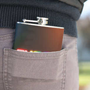 SlipperyJoe's throb rainbow-like gradient thick ca Hip Flask