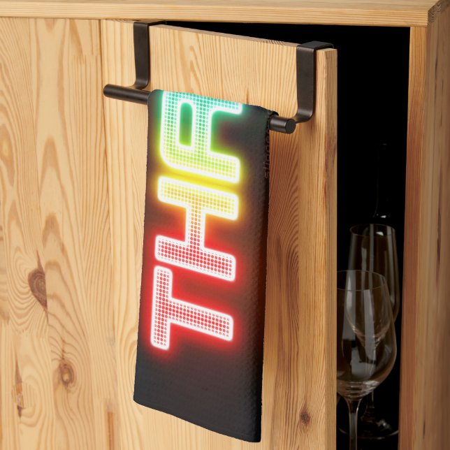 SlipperyJoe's throb rainbow-like gradient thick ca Kitchen Towel (Thirds Fold)