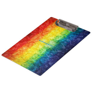 SlipperyJoe's tie-dyed flag rainbow pressed into s Clipboard