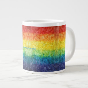 SlipperyJoe's tie-dyed flag rainbow pressed into s Large Coffee Mug