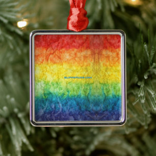 SlipperyJoe's tie-dyed flag rainbow pressed into s Metal Ornament
