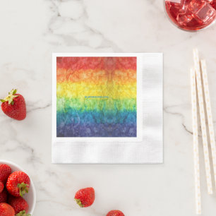 SlipperyJoe's tie-dyed flag rainbow pressed into s Napkin