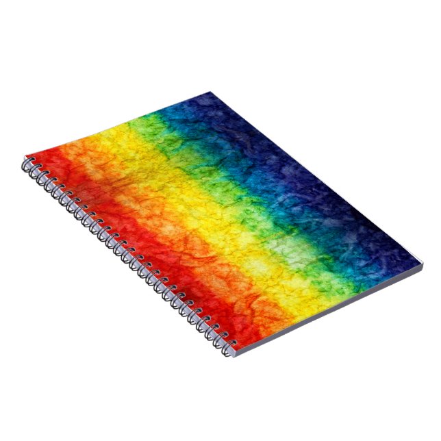 SlipperyJoe's tie-dyed flag rainbow pressed into s Notebook (Right Side)