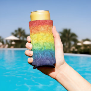 SlipperyJoe's tie-dyed flag rainbow pressed into s Seltzer Can Cooler