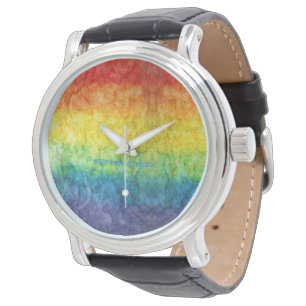 SlipperyJoe's tie-dyed flag rainbow pressed into s Watch