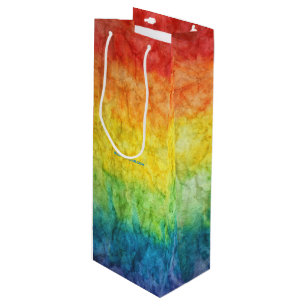 SlipperyJoe's tie-dyed flag rainbow pressed into s Wine Gift Bag