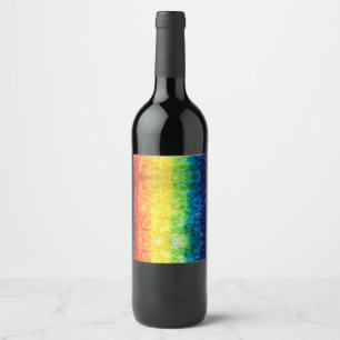SlipperyJoe's tie-dyed flag rainbow pressed into s Wine Label