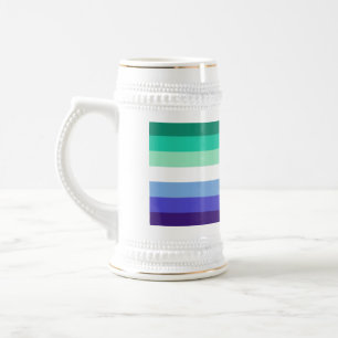 SlipperyJoe's trans-inclusive gay men's flag palet Beer Stein