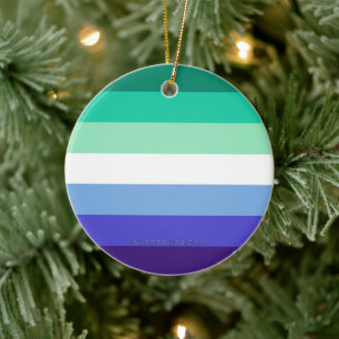 SlipperyJoe's trans-inclusive gay men's flag palet Ceramic Ornament