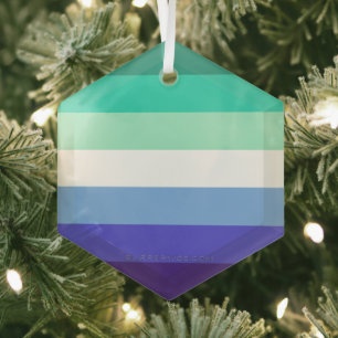 SlipperyJoe's trans-inclusive gay men's flag palet Glass Ornament