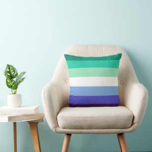 SlipperyJoe's trans-inclusive gay men's flag palet Throw Pillow