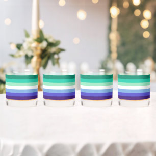 SlipperyJoe's trans-inclusive gay men's flag palet Whiskey Glass