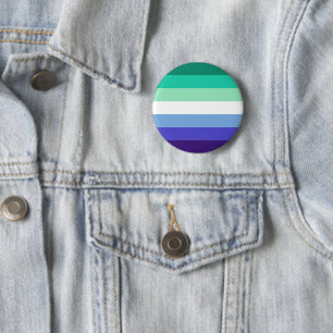 SlipperyJoe's Trans-Inclusive Gay Men's Pride Flag 2 Inch Round Button