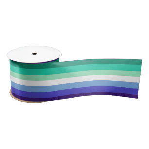 SlipperyJoe's Trans-Inclusive Gay Men's Pride Flag Satin Ribbon