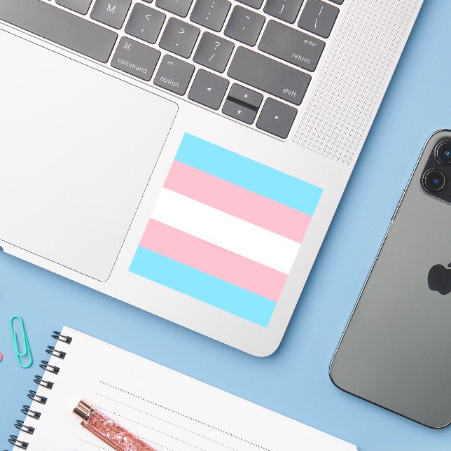 SlipperyJoe's transgender pride flag visibility di (Laptop w/ iPhone)