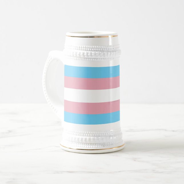 SlipperyJoe's transgender pride flag visibility di Beer Stein (Front Left)