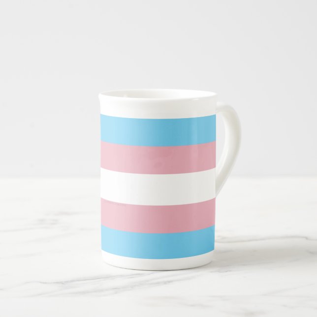 SlipperyJoe's transgender pride flag visibility di Bone China Mug (Front Right)