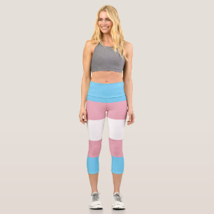 SlipperyJoe's transgender pride flag visibility di Capri Leggings
