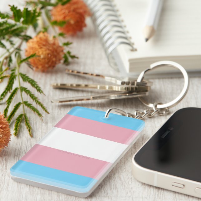 SlipperyJoe's transgender pride flag visibility di Keychain (Front Right)