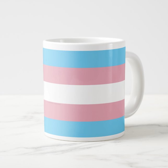 SlipperyJoe's transgender pride flag visibility di Large Coffee Mug (Front Right)