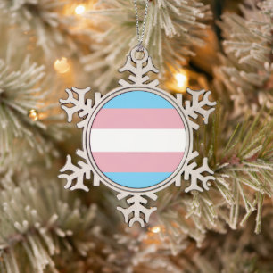 SlipperyJoe's transgender pride flag visibility di Snowflake Pewter Christmas Ornament