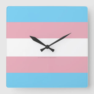 SlipperyJoe's transgender pride flag visibility di Square Wall Clock