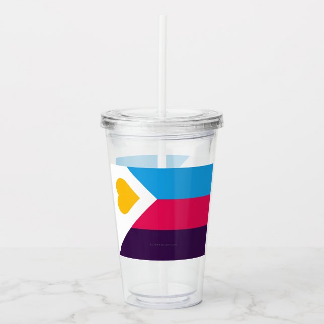 SlipperyJoe's Tricolor Polyamory Pride Flag LGBTQI Acrylic Tumbler (Front)