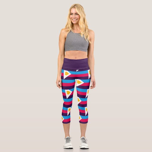 SlipperyJoe's tricolor polyamory pride flag three  Capri Leggings (Front)