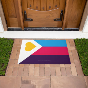 SlipperyJoe's tricolor polyamory pride flag three Doormat