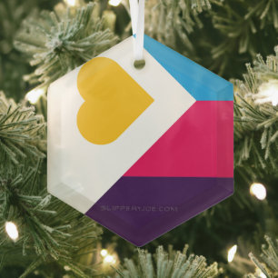 SlipperyJoe's tricolor polyamory pride flag three  Glass Ornament