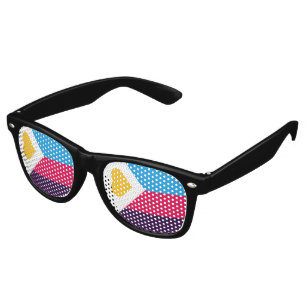 SlipperyJoe's tricolor polyamory pride flag three Retro Sunglasses