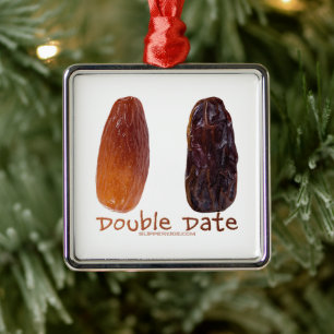 SlipperyJoe's Two Dates Double Date funny shrivele Metal Ornament