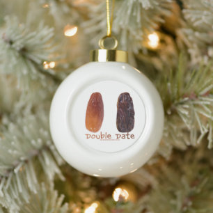 SlipperyJoe's two dates shrivelled wrinkled prunes Ceramic Ball Christmas Ornament