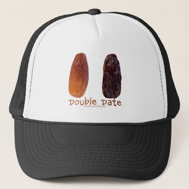 SlipperyJoe's two dates shrivelled wrinkled prunes Trucker Hat (Front)