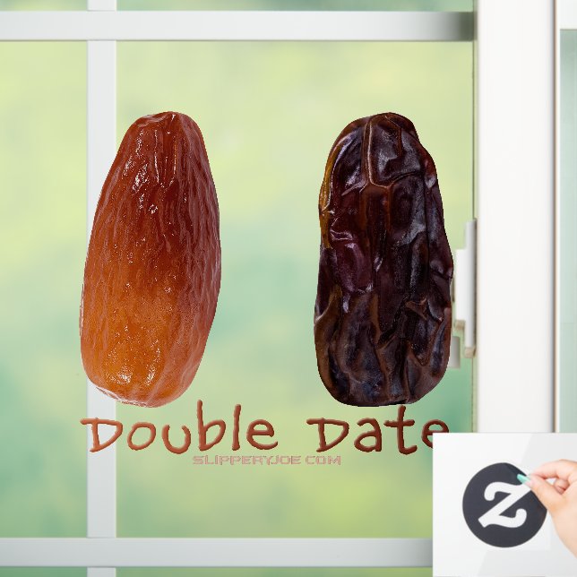 SlipperyJoe's two dates shrivelled wrinkled prunes Window Cling (Home)