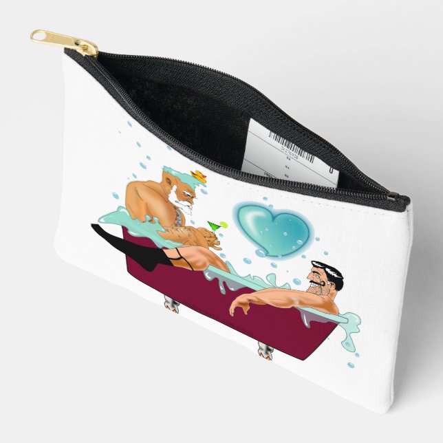SlipperyJoe's two gay men love cartoon bathtub soa Accessory Pouch (Open)