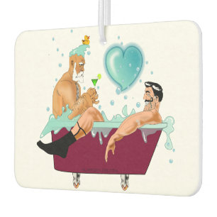 SlipperyJoe's two gay men love cartoon bathtub soa Air Freshener