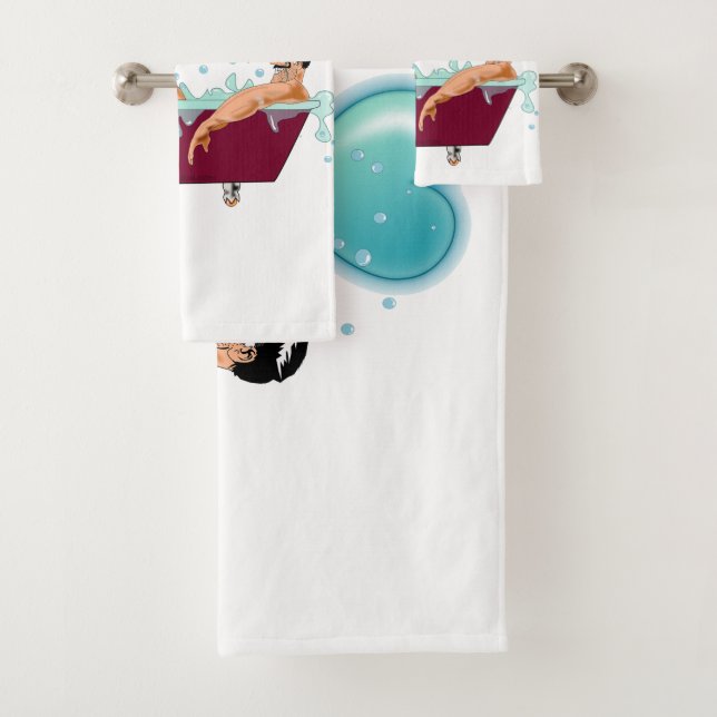 SlipperyJoe's two gay men love cartoon bathtub soa Bath Towel Set (Insitu)