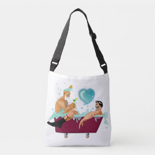 SlipperyJoe's two gay men love cartoon bathtub soa Crossbody Bag