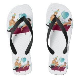 SlipperyJoe's two gay men love cartoon bathtub soa Flip Flops